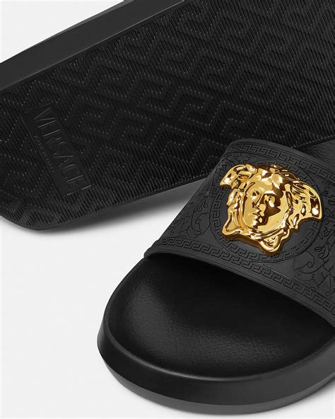 versace black palazzo slides|Versace slides images.